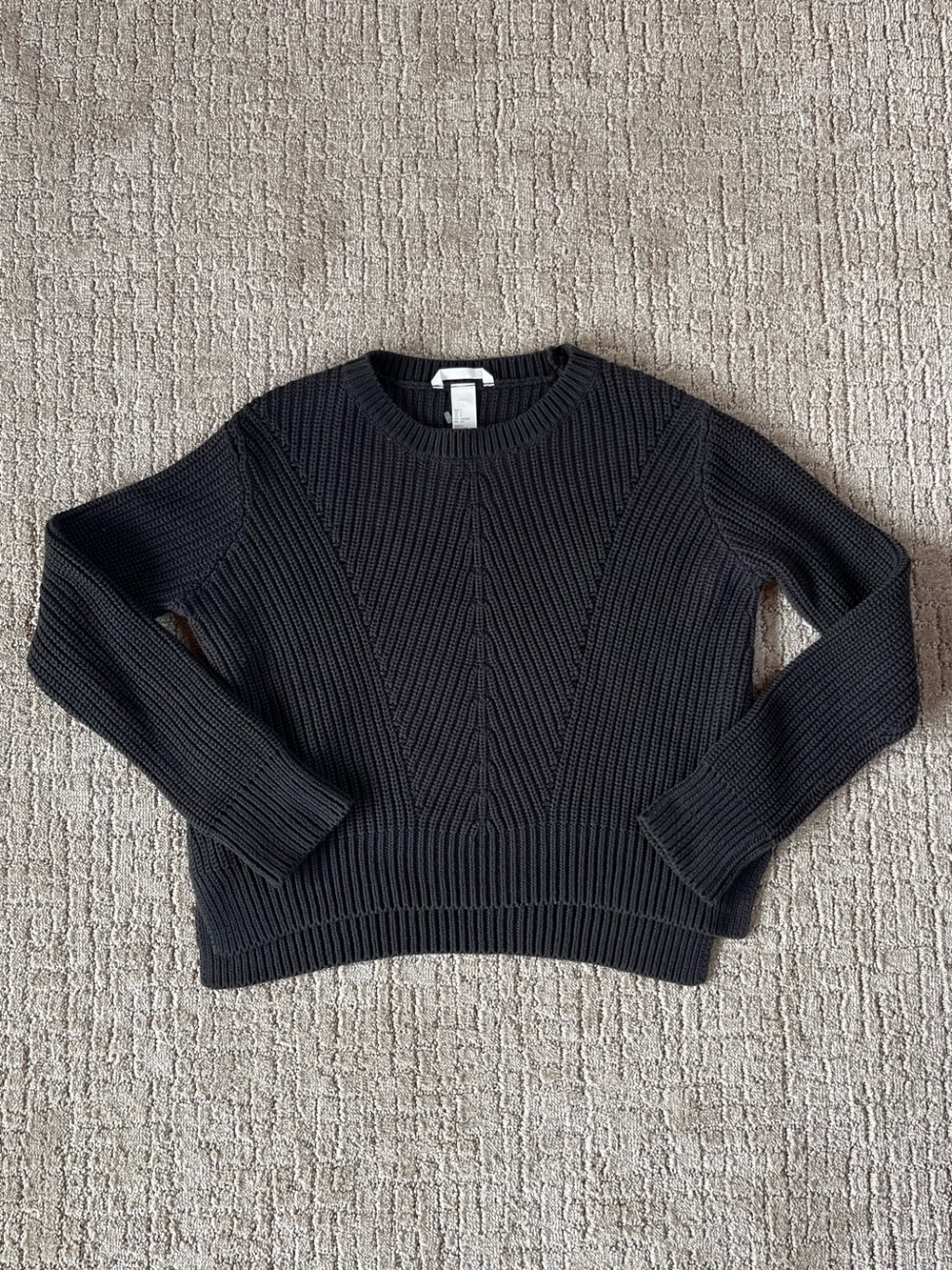 H&M Black 50% Cotton Crewneck Sweater, Size Small